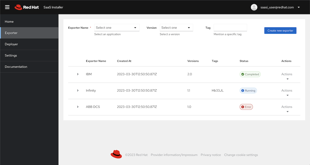 Figure 1: Exporter view